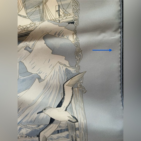 SOLD - HERMES 90CM SCARF Hommage A L'Explorateur Sir Ernest Shackleton 2005 Blue - Picture 4 of 12
